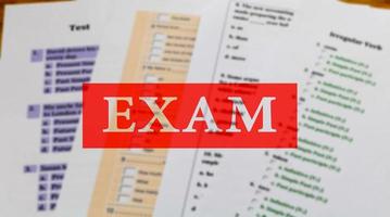 blur english exam sheet with text box photo