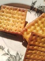 snack crackers filled with fermented cassava made by mother, for breakfast. photo