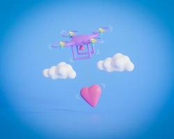 3d rendering drone quad copter icon to the sky. 3d render photo