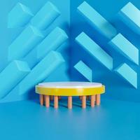 Scene with minimalist podium in blue background. 3d render photo