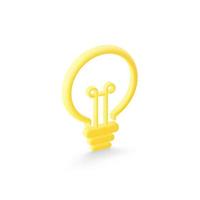 The icon is a stylized flat yellow light bulb. 3D render. photo