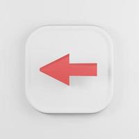 Left arrow icon cartoon style. 3d rendering white square key button, interface ui ux element. photo