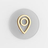 Location gold symbol linear outline icon. 3d rendering gray round key button, interface ui ux element. photo