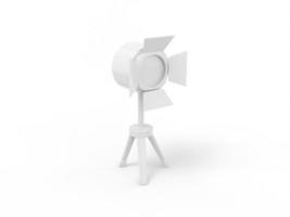 White one color spotlight for stage illumination on white flat background. Minimalistic design object. 3d rendering icon ui ux interface element. photo