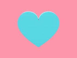 Flat heart. Symbol of love. Blue mono color. On a solid pink background. Front view. 3d rendering. photo