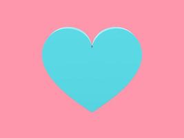 Flat heart. Symbol of love. Blue mono color. On a solid pink background. Front view. 3d rendering. photo