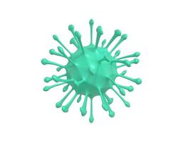 Representación 3d virus verde de dibujos animados minimalistas bajo el microscopio, bacteria de infección por coronavirus 2019-ncov sobre un fondo blanco. foto