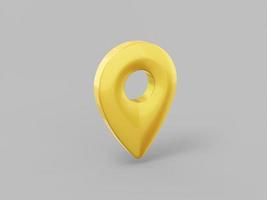 Gold one color pin on gray flat background. Minimalistic design object. 3d rendering icon ui ux interface element. photo