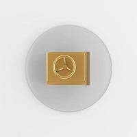 Gold safe icon. 3d rendering round gray key button, interface ui ux element. photo