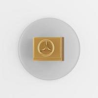 Gold safe icon. 3d rendering round gray key button, interface ui ux element. photo