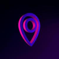 Location neon symbol linear outline icon. 3d rendering ui ux interface element. Dark glowing symbol. photo