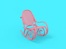 Pink mono color retro rocking chair on blue solid background. Minimalistic design object. 3d rendering icon ui ux interface element. photo