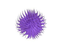 3D rendering minimalistic cartoon purple virus under the microscope, 2019-nCoV coronavirus infection bacterium on a white background. photo