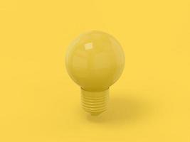 Yellow one color lamp on a yellow flat background. Minimalistic design object. 3d rendering icon ui ux interface element. photo