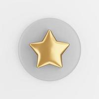 Gold star icon in cartoon style. 3d rendering gray round key button, interface ui ux element. photo