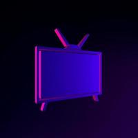 Neon retro TV icon in flat style. 3d rendering ui ux interface element. Dark glowing symbol. photo