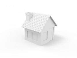 White one color house on white flat background. Minimalistic design object. 3d rendering icon ui ux interface element. photo