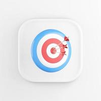 3d rendering square white icon button key round target with arrows isolated on white background. photo