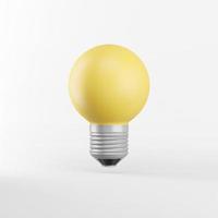 The icon is a realistic yellow round light bulb. 3D rendering. photo