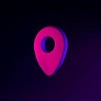 Location neon symbol icon. 3d rendering ui ux interface element. Dark glowing symbol. photo