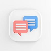 3d rendering square white icon button key red and blue speech bubbles isolated on white. photo