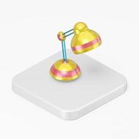 Colored table lamp icon. 3d rendering square button key isometric view, interface ui ux element. photo