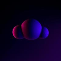Neon cloud icon in cartoon style. 3d rendering ui ux interface element. Dark glowing symbol. photo