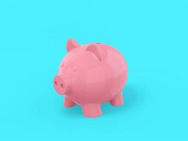 Pink mono color piggy bank on a blue solid background. Minimalistic design object. 3d rendering icon ui ux interface element. photo