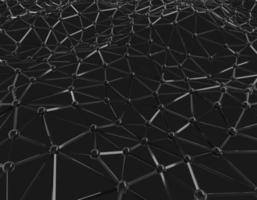 3d rendering abstract background plexus black. Low-poly network, smooth wavy motion animation. Loop digital reality big data stream cyber technology, sound visualization. Futuristic, fantasy design. photo