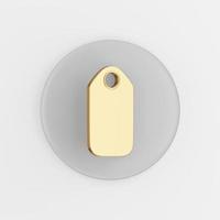 Gold hang tag icon. 3d rendering gray round key button, interface ui ux element. photo