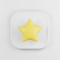 Yellow star icon cartoon style. 3d rendering white square button key, interface ui ux element. photo