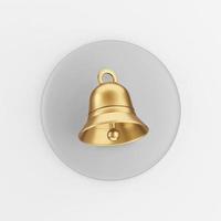 Golden bell icon. 3d rendering gray round key button, interface ui ux element. photo