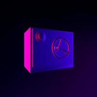 Neon safe icon. 3d rendering ui ux interface element. Dark glowing symbol. photo