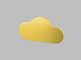 Golden one color cloud half view on gray flat background. Minimalistic design object. 3d rendering icon ui ux interface element. photo