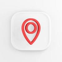 3d rendering square white icon button key red location symbol isolated on white background. photo