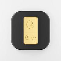 Golden smartphone icon. 3d rendering black square key button, interface ui ux element. photo