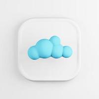 icono de nube azul. Botón de tecla cuadrada blanca de renderizado 3d, elemento ui ux de interfaz. foto