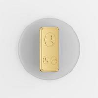 Golden smartphone icon. 3d rendering gray round key button, interface ui ux element. photo