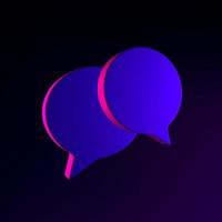 Neon round speech balloons icon. 3d rendering ui ux interface element. Dark glowing symbol. photo