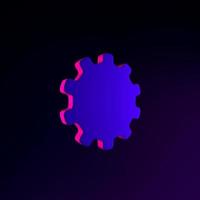 Gear neon icon in flat style. 3d rendering interface ui ux element. Dark glowing symbol. photo