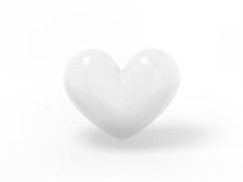 Stylized white one color heart on a white flat background. Minimalistic design object. 3d rendering iconui ux interface element. photo
