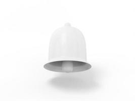 White single color bell on a white monochrome background. Minimalistic design object. 3d rendering icon ui ux interface element. photo