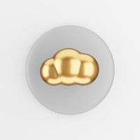 Gold cloud icon cartoon style. 3d rendering gray round key button, interface ui ux element. photo