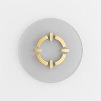 Gold target icon. 3d rendering round gray key button, interface ui ux element. photo