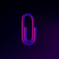 Paper clip neon icon. 3d rendering ui ux interface element. Dark glowing symbol. photo