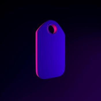 Neon hang tag icon. 3d rendering ui ux interface element. Dark glowing symbol. photo