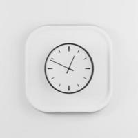 Round wall clock icon. 3d rendering white square button key, interface ui ux element. photo
