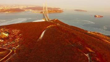 Aerial view of the landscape with a view of the Russian Island. Vladivostok, Russia video