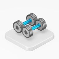 Dumbbell icon. 3d rendering square button key isometric view, interface ui ux element. photo