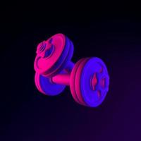Neon dumbbell icon. 3d rendering interface ui ux element. Dark glowing symbol. photo